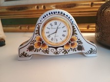 VTG Delft Holland Miniature Mantel Clock Hand Painted for Christiaan Huygens