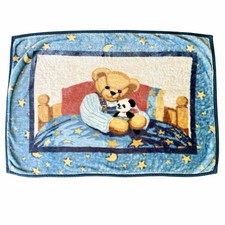 Blue Jean Teddy Bear Springfield Luxury Plush Baby Blanket Panda in Bed Stars