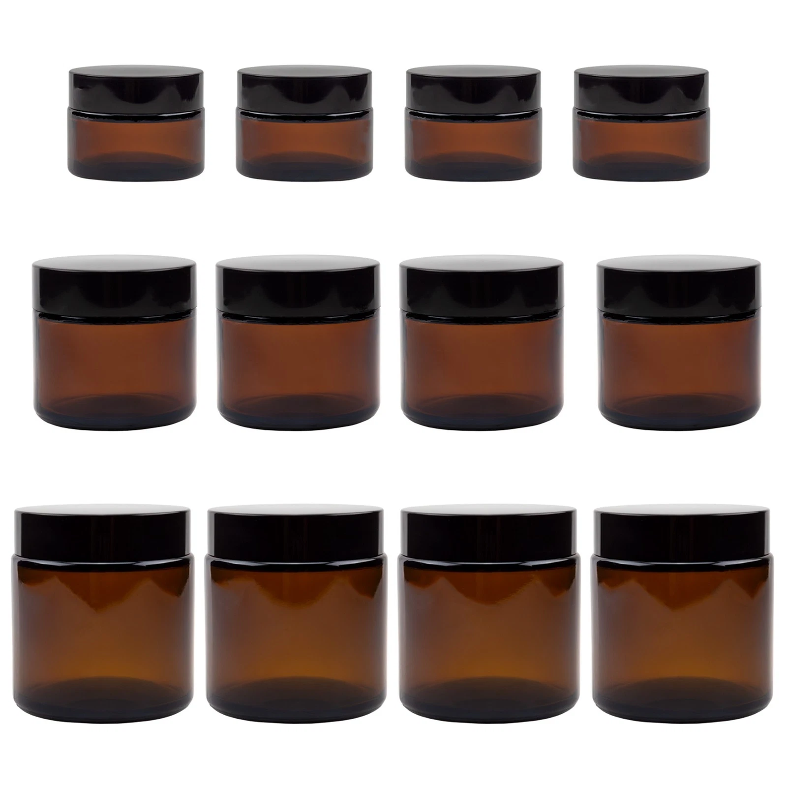 Combo Pack of 1, 2 & 4oz Amber Glass Straight Sided Jars 4 Each, 12 Total
Opens in a new window or t