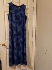 VTG Pursuits, ltd. Blue 100% Silk Summer Beach Vacation Dress Sz 10 Boho-chic