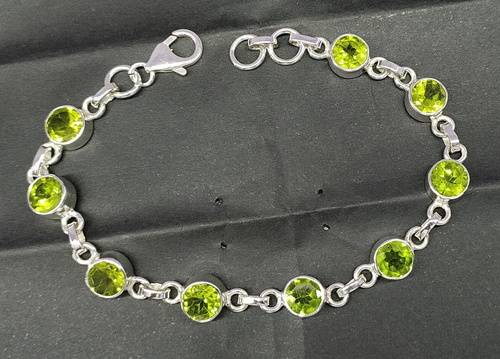 Round Peridot Bracelet 925 Sterling Silver Stylish Beautiful Gift for her MO964 - Picture 4 of 4