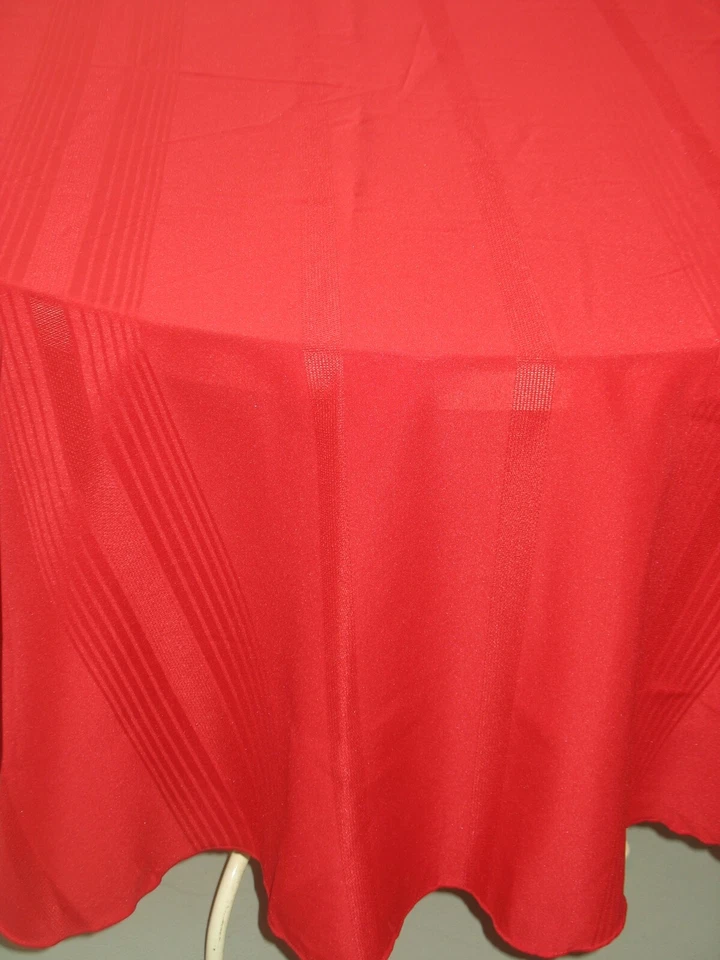 70" Round Red on Red Stripe DesignTablecloth, Polyester Surged Edges - Image 2 of 4