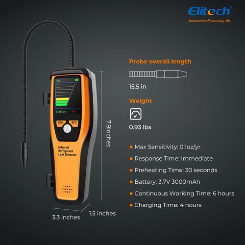 Elitech ILD-200 refrigerante infrarrojo detector de fugas de gas HVAC detector de fugas - Imagen 4 de 8