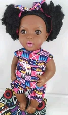 TUANE Co. African American doll 12" Afro Ponytails W/ 2 Outfits & Zipper Bag NEW