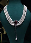 Freshwater Pearl Necklace 18-20" Pendant 3 Strand Natural 7-8mm White