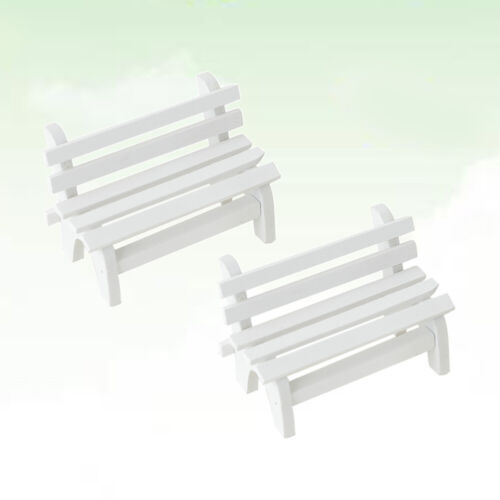 2 PCS Miniature Furniture Garden Doll House Bench Figurine Bench