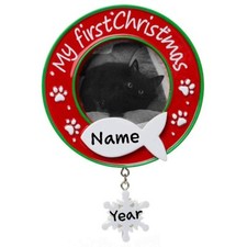 Personalized My First Christmas CAT Picture Frame Ornament HOLIDAY GIFT