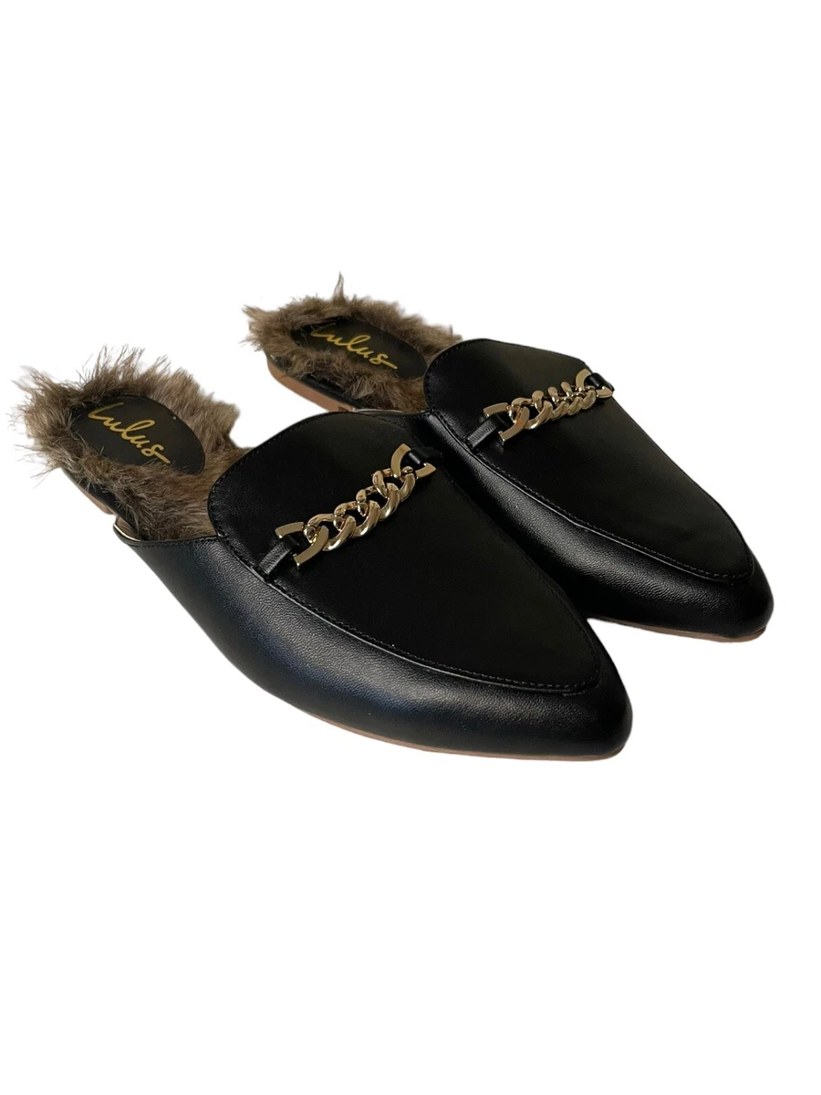 Faux fur loafer best sale slides