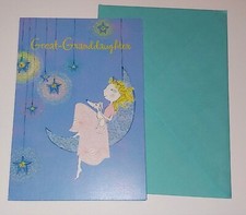 Hallmark Great Granddaughter Birthday Girl On Moon With Dog Unused Card/Env
