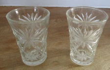 Set of 2 Anchor Hocking Early American Prescut 6 ounce Glasses 4.25 inches tall