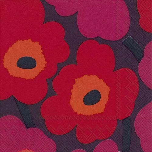 Marimekko UNIKKO malva cuadrados florales servilletas almuerzo 3 capas 33 cm cuadrados - Imagen 1 de 1