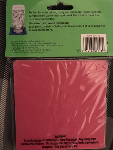 Conversation Coasters ~ Set of 8 Drinking/Party Theme ~ NEW IN PACKAGE! - Picture 2 of 2