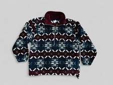 VTG LL Bean Nordic Fleece Jacket 1/4 Zip Snowflake Synchilla Kids XS 1990  s USA