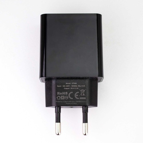 Cargador de Pared EU, 2 Puerto USB de 5v, 2.1A, 10W, Negro,Modelo: ST600 - Imagen 6 de 7