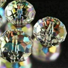 Jewelry Faceted 60 pcs 6*8 mm Clear AB glass Crystal Flat Beads