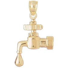 New 14k Yellow Gold Faucet Charm Pendant