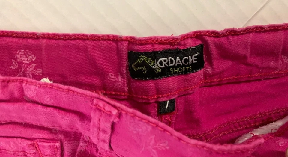 Pantalones Cortos Vintage Y2k Jordache Niñas 7 Rosa Floral Dobladillo Crudo Corte Botín Ajustado Foto 3 de 4