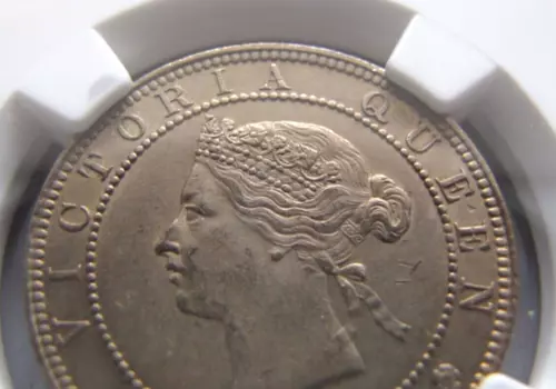 Jamaica KM17 Victoria Penny 1899 NGC UNC. details. Rare grade !