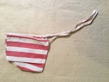 Vintage Cotton Striped White  Red Doll Bonnet - 8  neck x 9   around face 