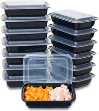 16 oz Plastic Meal Prep Food Containers w/ Lids, High Quality~ Made in USA