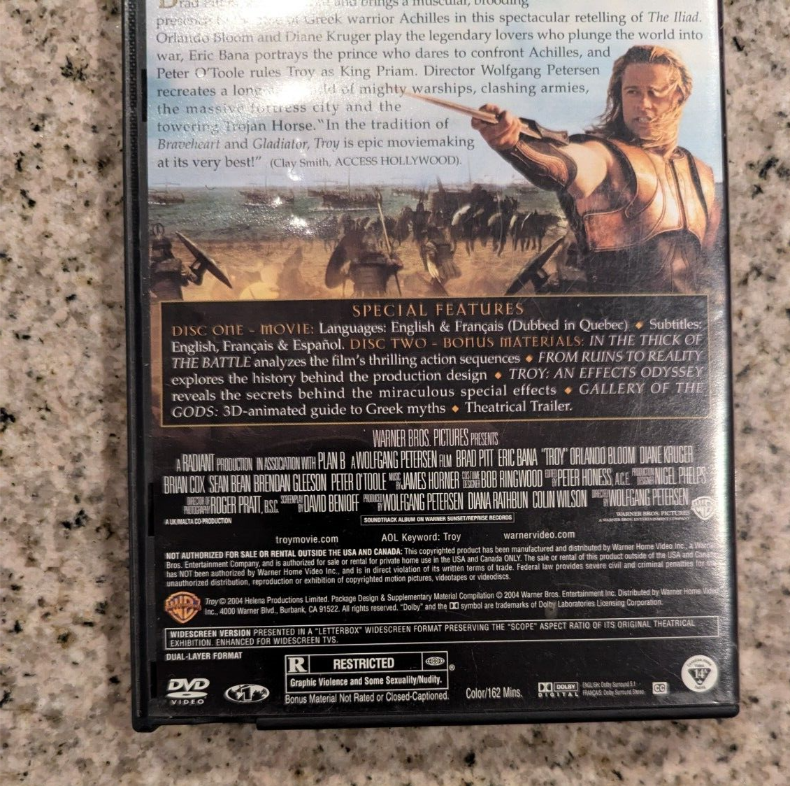 Troy (DVD) (2-Disc Widescreen Edition) (VG) Brad Pitt Orlando