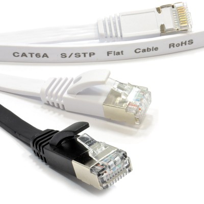 Flach CAT6A Abgeschirmtes Ethernet PC Router Kabel RJ45 Lot 1m/2m /5m/10m/15m
