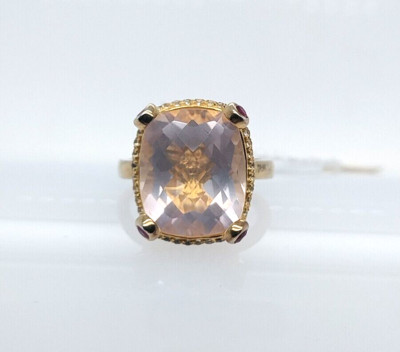Rosenquarz/ Rubin/Weißtopas Ring