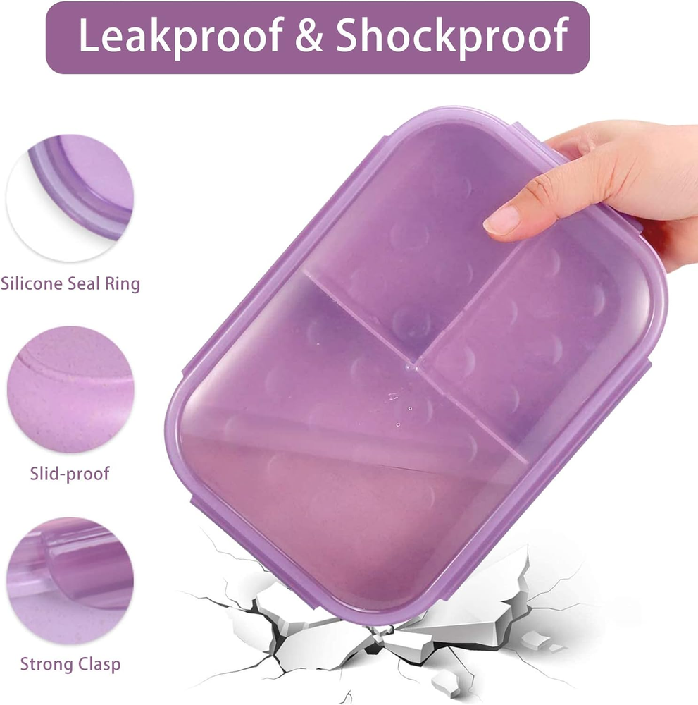 ASYH 3-Compartment Bento Lunch Box for Kids and Adults Classic Design
