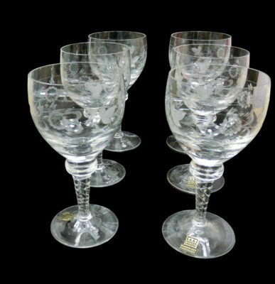 6 edle Weingläser Eisch mundgeblasen handgraviert Vintage