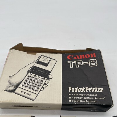1980's Canon TP-8 Pocket Printer & Calculator with Box, Manual