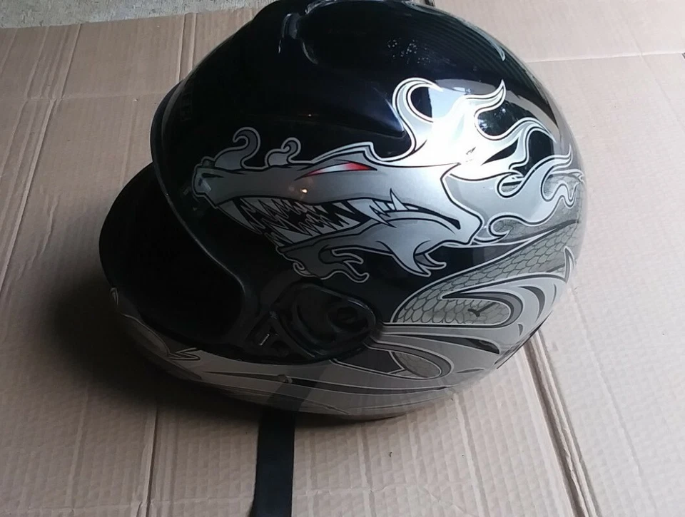 Motorcycle Helmet Fulmer Size S Black, Full w Dragon Graphics - Image 3 of 4