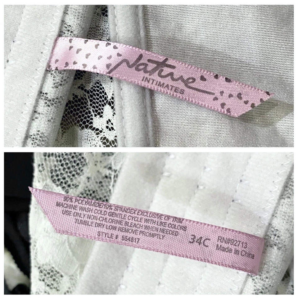 Nuevo con etiquetas Corsé Bustier Native Intimates de Encaje Gris y Blanco Talla 34C Foto 4 de 4