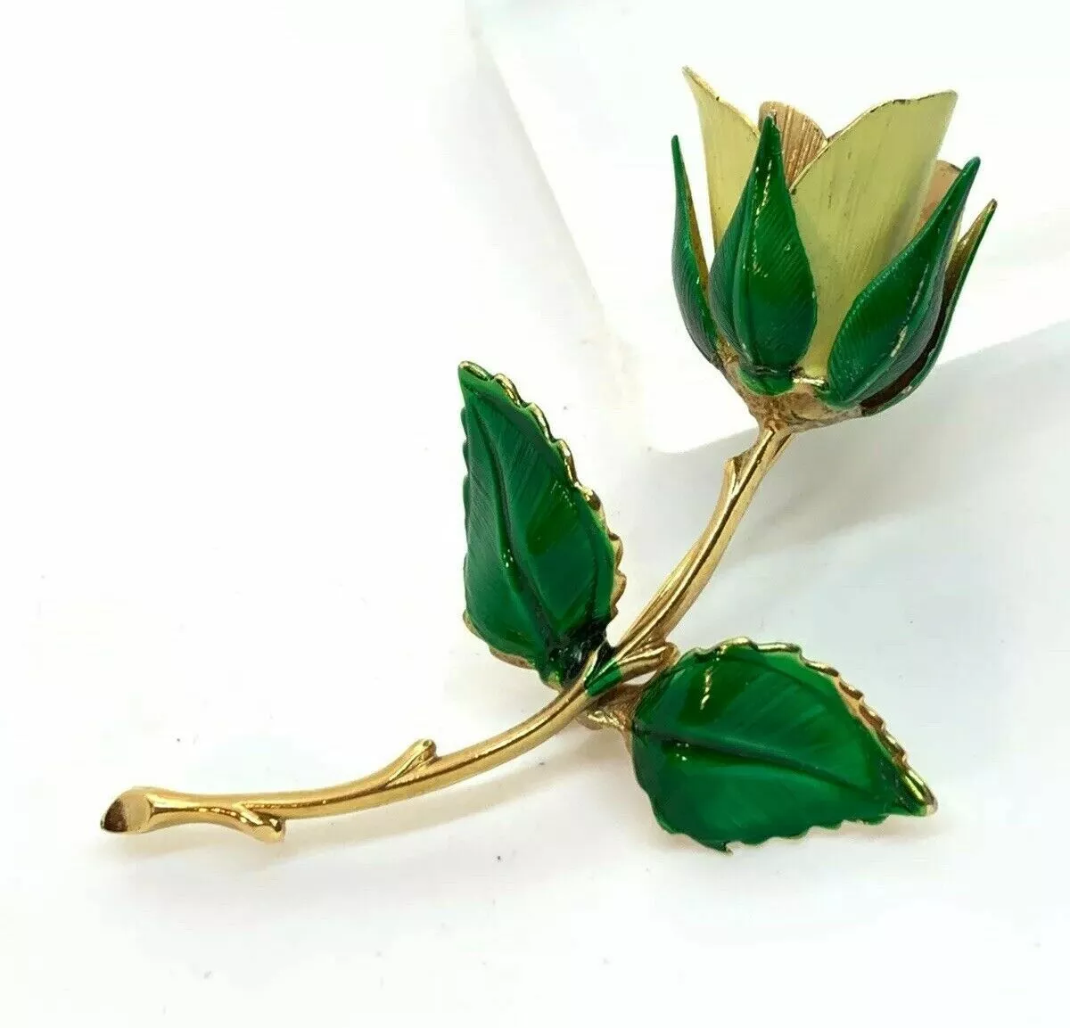 VINTAGE GIOVANNI YELLOW ROSE FLOWER PIN BROOCH