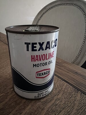 Seltene Vintage Texaco Havoline Ölkanne ungeöffnet Man Cave