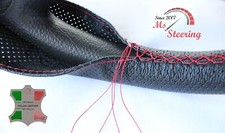 FÜR LINCOLN NAVIGATOR 07-12 SCHWARZ PERF LEDER LENKRADBEZUG ROTER STIT