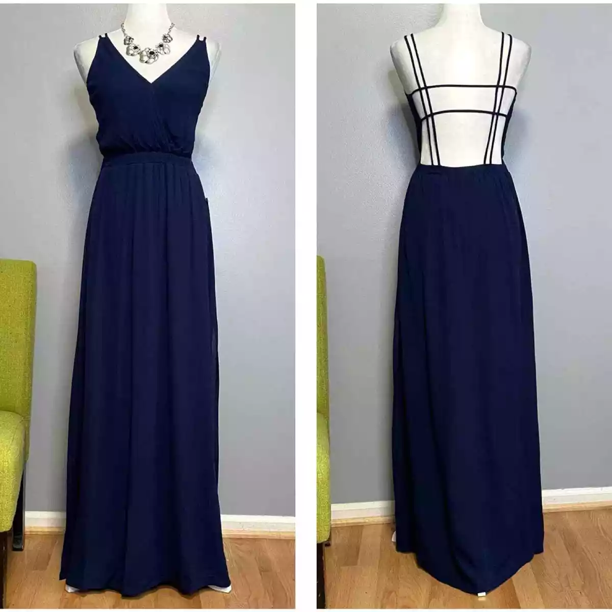 Navy blue 2025 open back dress