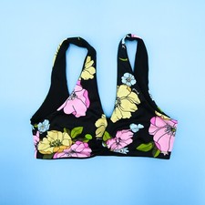 Victorias Secret Small Pullover Bikini Top Padded Black Floral Wrap Swimsuit New