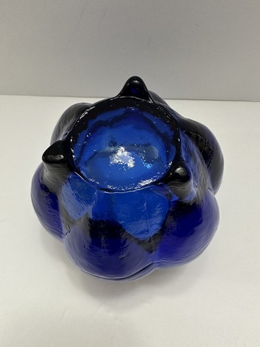 Art Glass Cobalt Blue Tulip Shape Candle Holder - Picture 6 of 11