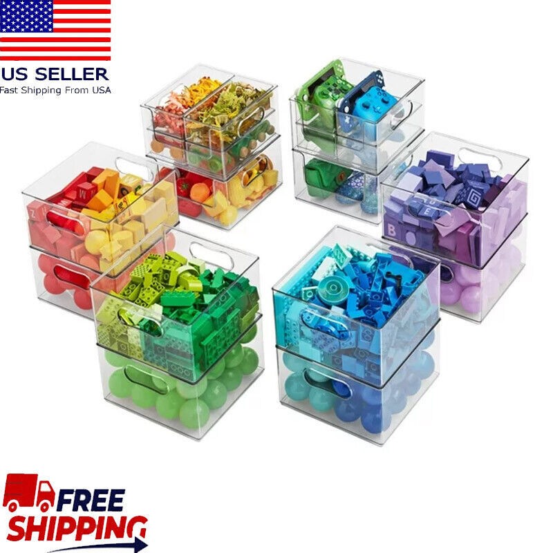 Clear Stackable Square Plastic Storage Bins 20-Piece Set