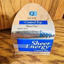 Vtg 1996 L'eggs Sheer Energy Control Top Pantyhose Size Q Off Black Sheer Toe