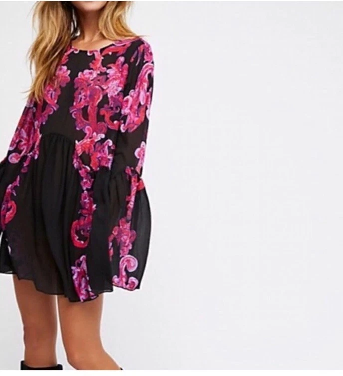 Vestido Free People Symphony Mangas Campana Columpio Talla ~ S ~ Hermoso ~ Foto 4 de 4