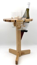 Handmade Wooden Wine Table   Compact Picnic Stand for Bottle  Glasses