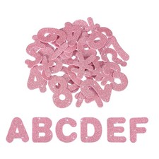 Alphabet Foam Stickers, 52Pcs Letters A-Z EVA Self Adhesive Glitters, Pink