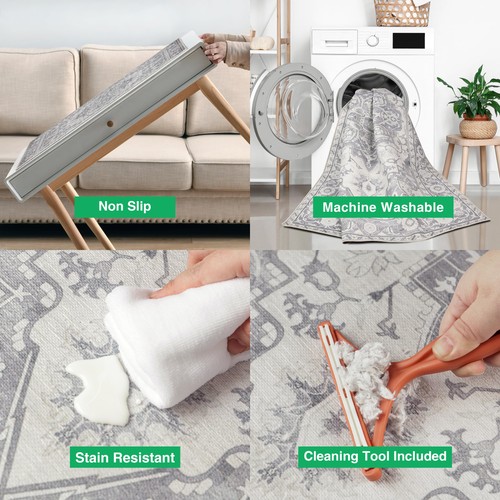 2x3 Area Rugs for Entryway,Kitchen- Stain Resistant & Washable Vintage Front ... - Picture 2 of 9