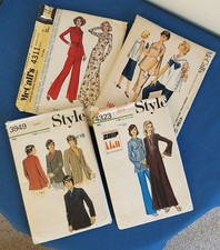 JOB LOT OF VINTAGE SEWING PATTERNS, 3 FROM 1970'S, UNCUT: 1 FROM 1950, CUT.