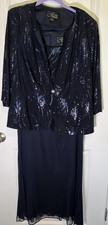 Alex Evenings Glitter Embellished Square Neck 2-Piece Jacket Gown Set 18W NWT