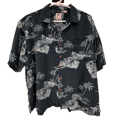Brigata 100 Silk Shirt Floral Palm Tree Short Sleeve Women s Size XL