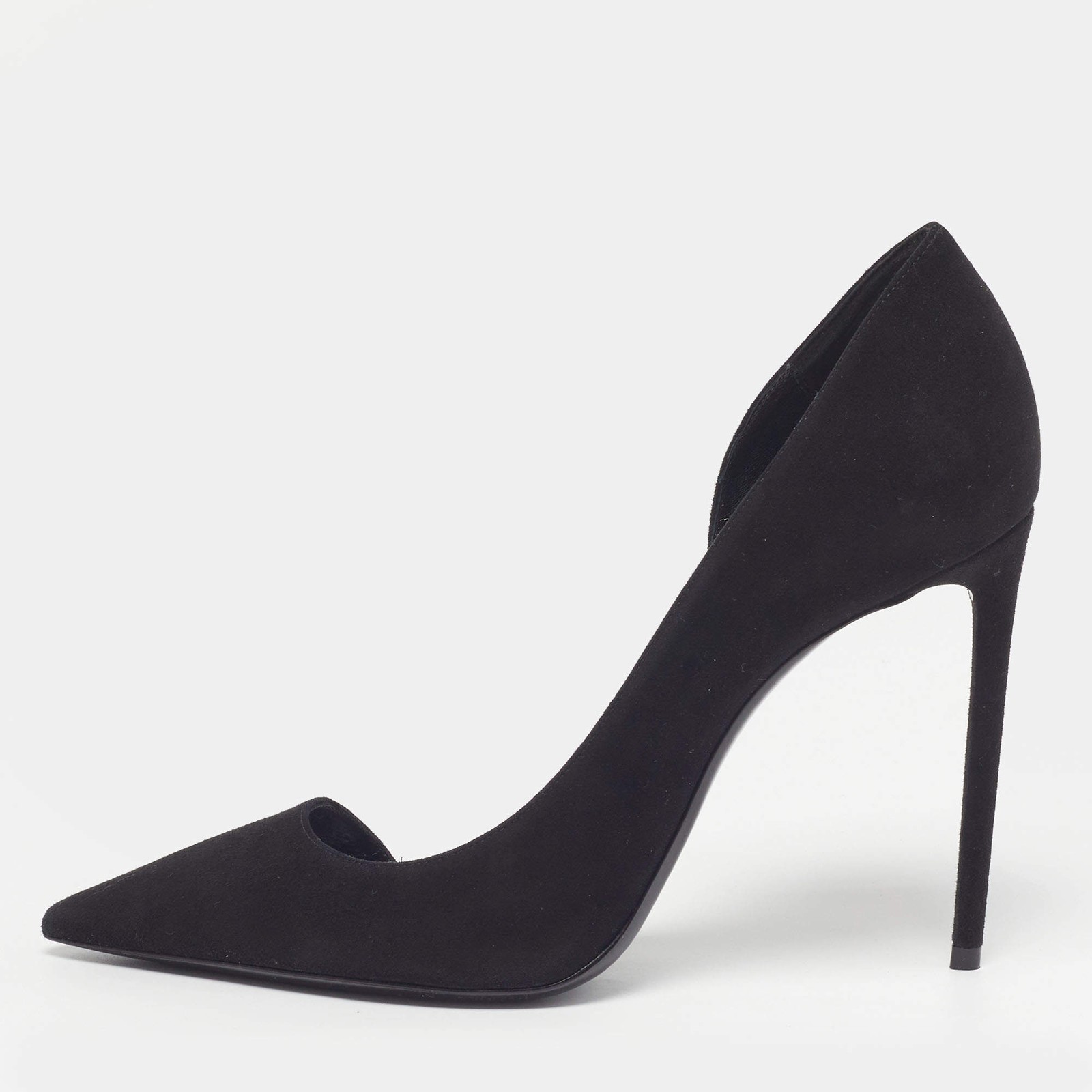 Saint Laurent Paris Size 38 Black Suede Pointed Toe Dorsay Pumps