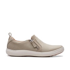 Clarks Womens Nalle Lilac Beige Leather Casual Sneakers Shoes