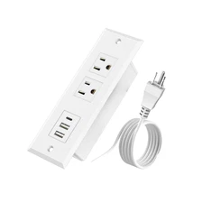 1500W Recessed Power Strip Desktop Power Station Mountable for Tabletop Sofa